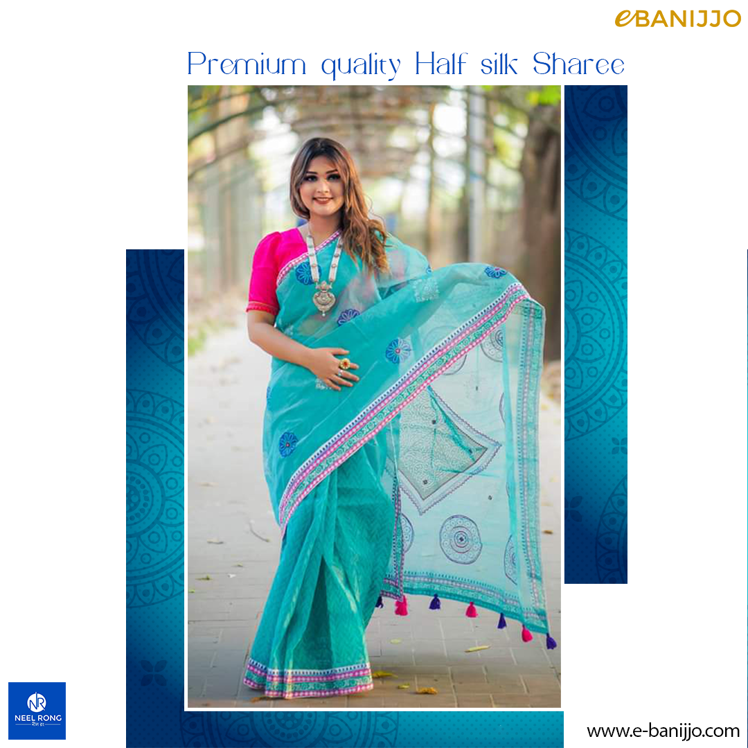 Premium quality half silk sharee