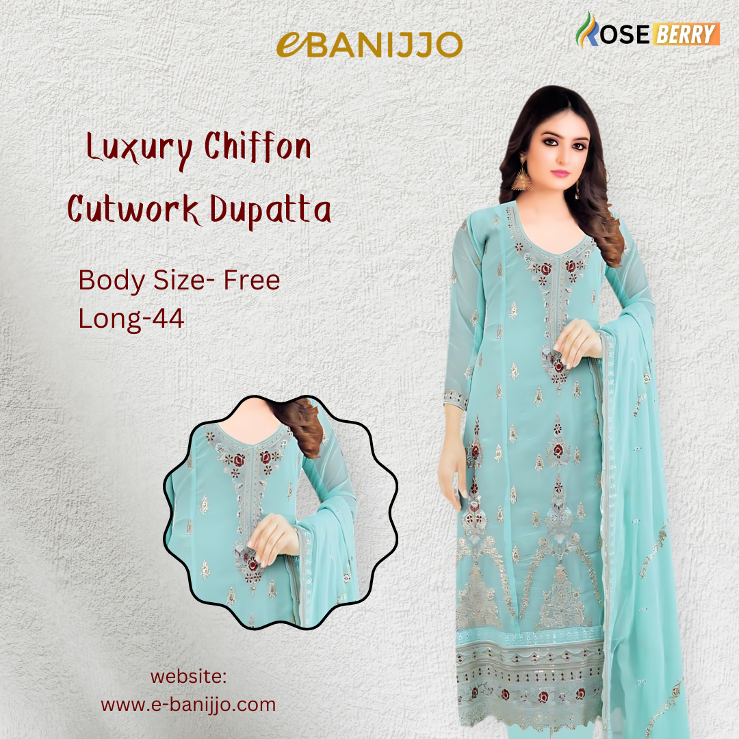 Luxury Chiffon Cutwork Three Piece