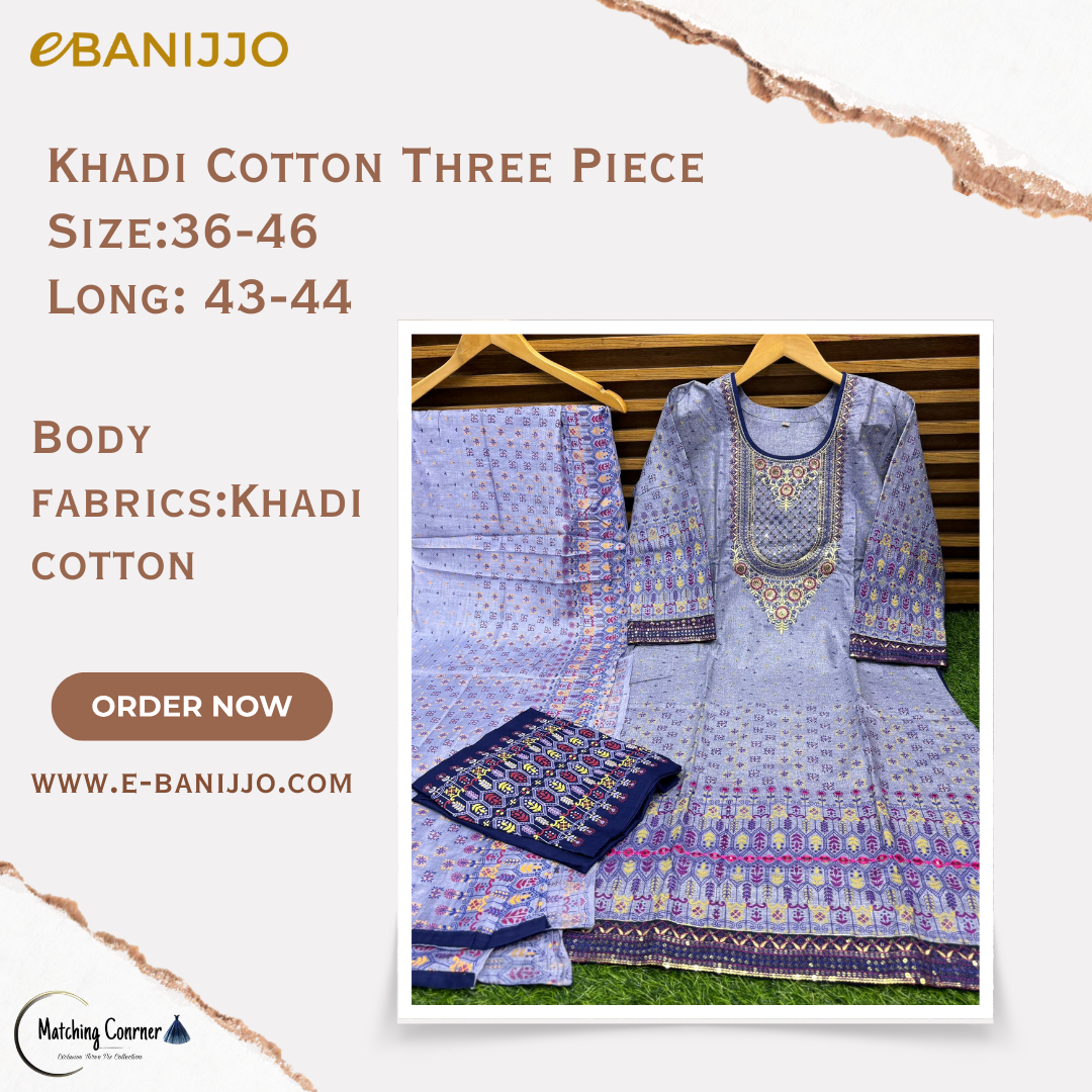 Khadi Cotton Three Piece