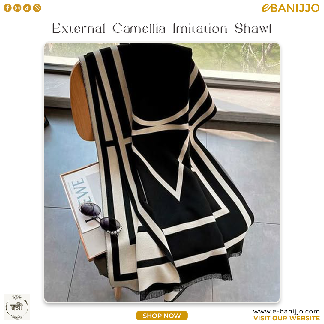 External Camellia Imitation Cashmere Shawl