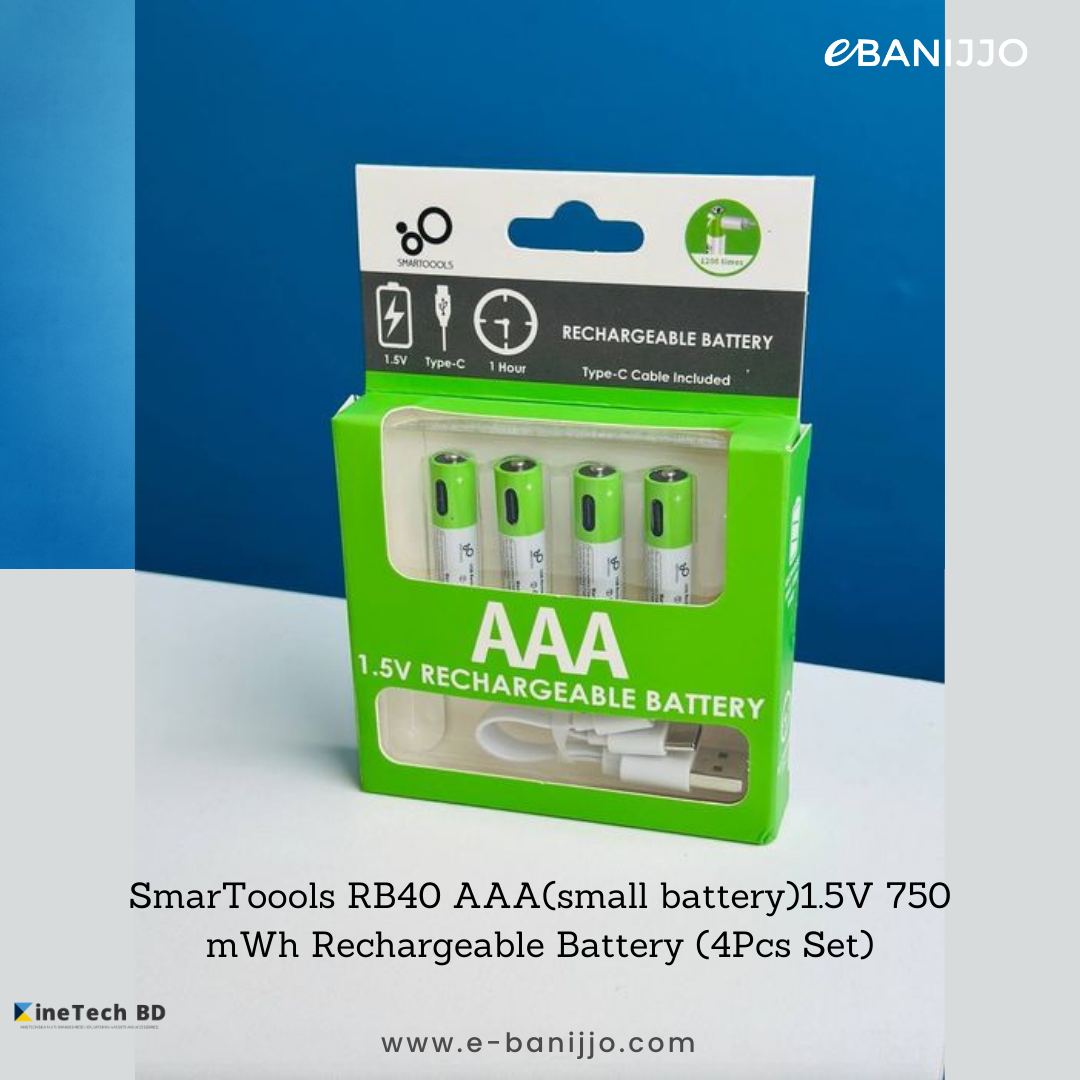 Smart tools RB40 AAA(small battery)1.5V 750 mWh Rechargeable Battery (4Pcs Set)