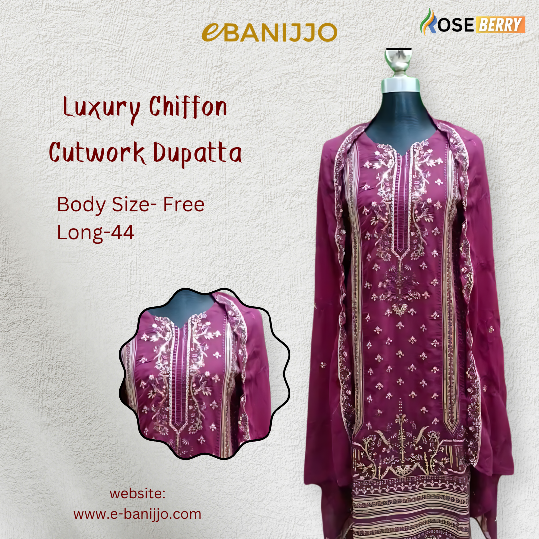 Luxury Chiffon Cutwork Three Piece