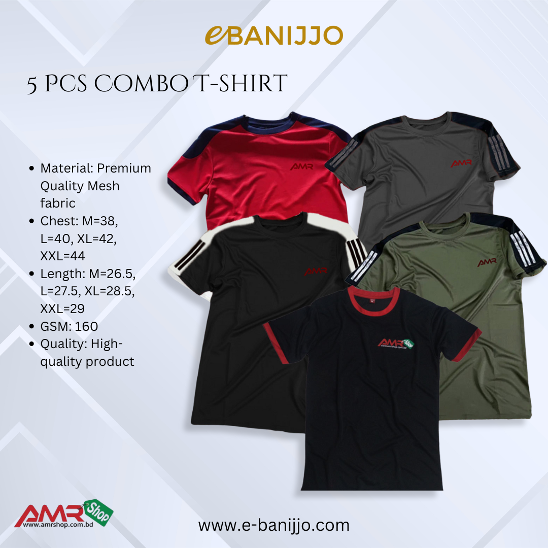 Mesh Fabric T-shirt 5 pcs combo