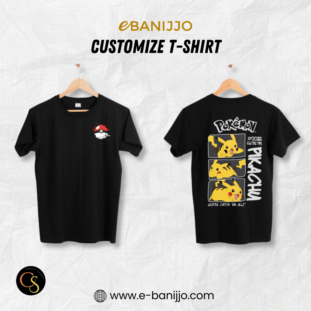 Pikachu Print Black T-shirt