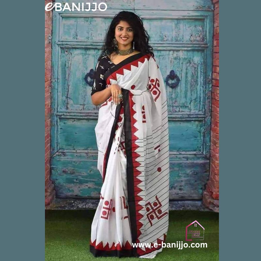 ব্লক প্রিণ্টের শাড়ি