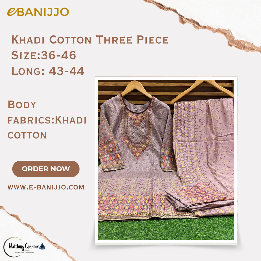 Khadi Cotton Three Piece