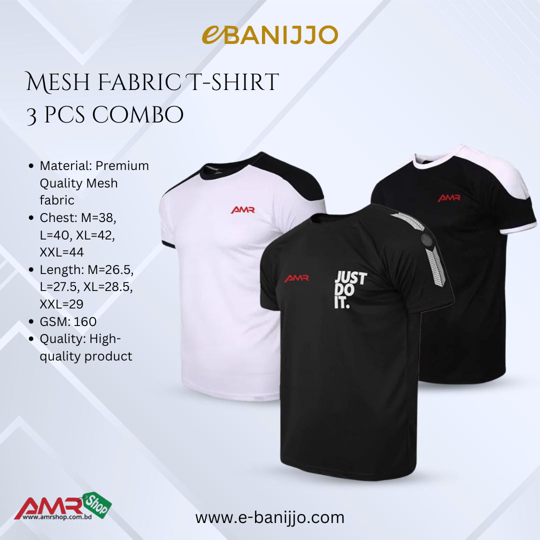 Mesh Fabric T-shirt 3 pcs combo