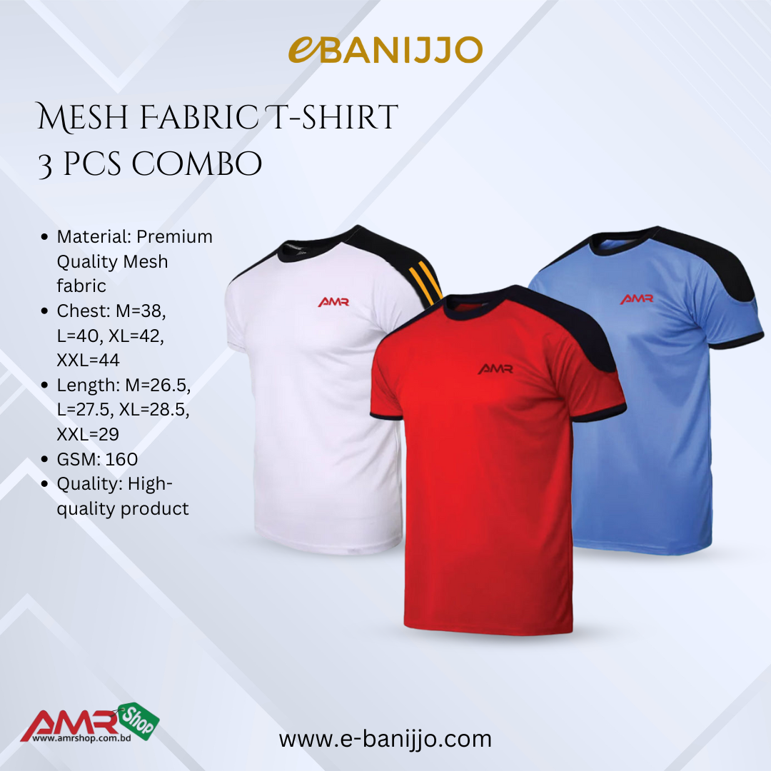 Mesh Fabric T-shirt 3 pcs combo