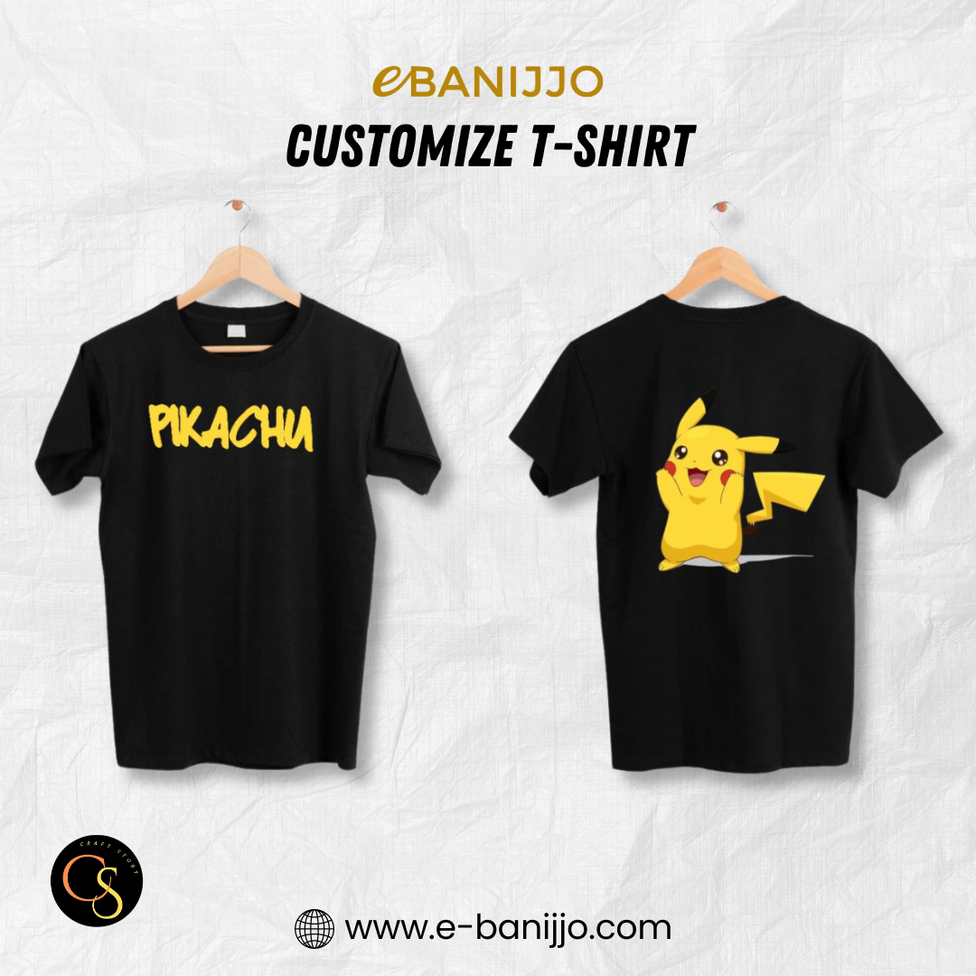 Pikachu Print Black T-shirt