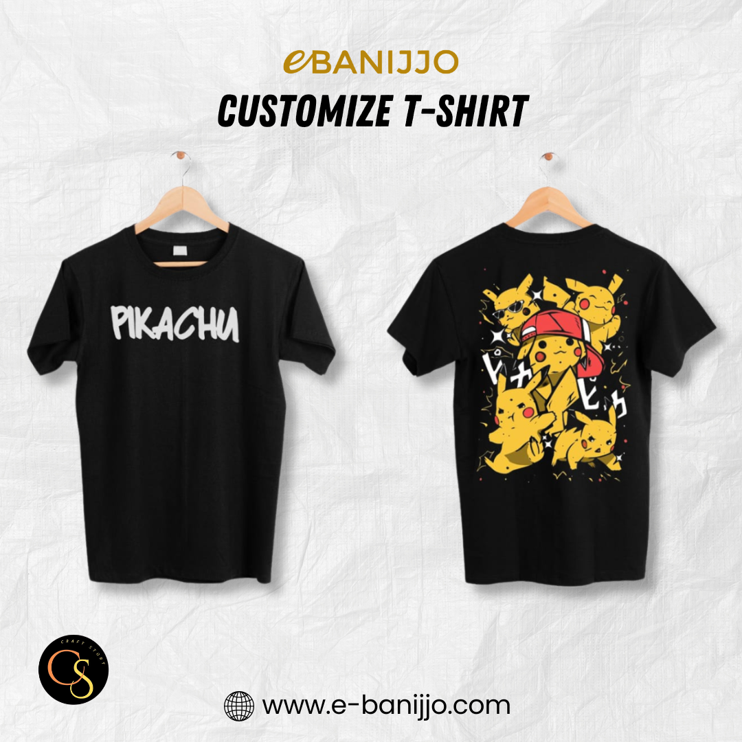 Pikachu Print Black T-shirt