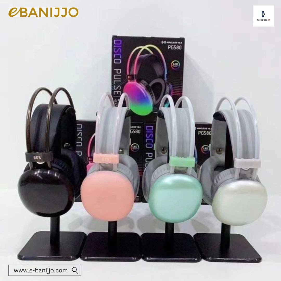 PG580 BT Wireless RGB Light Gaming Luminous Headphones Disco Pulse Blue tooth Headset