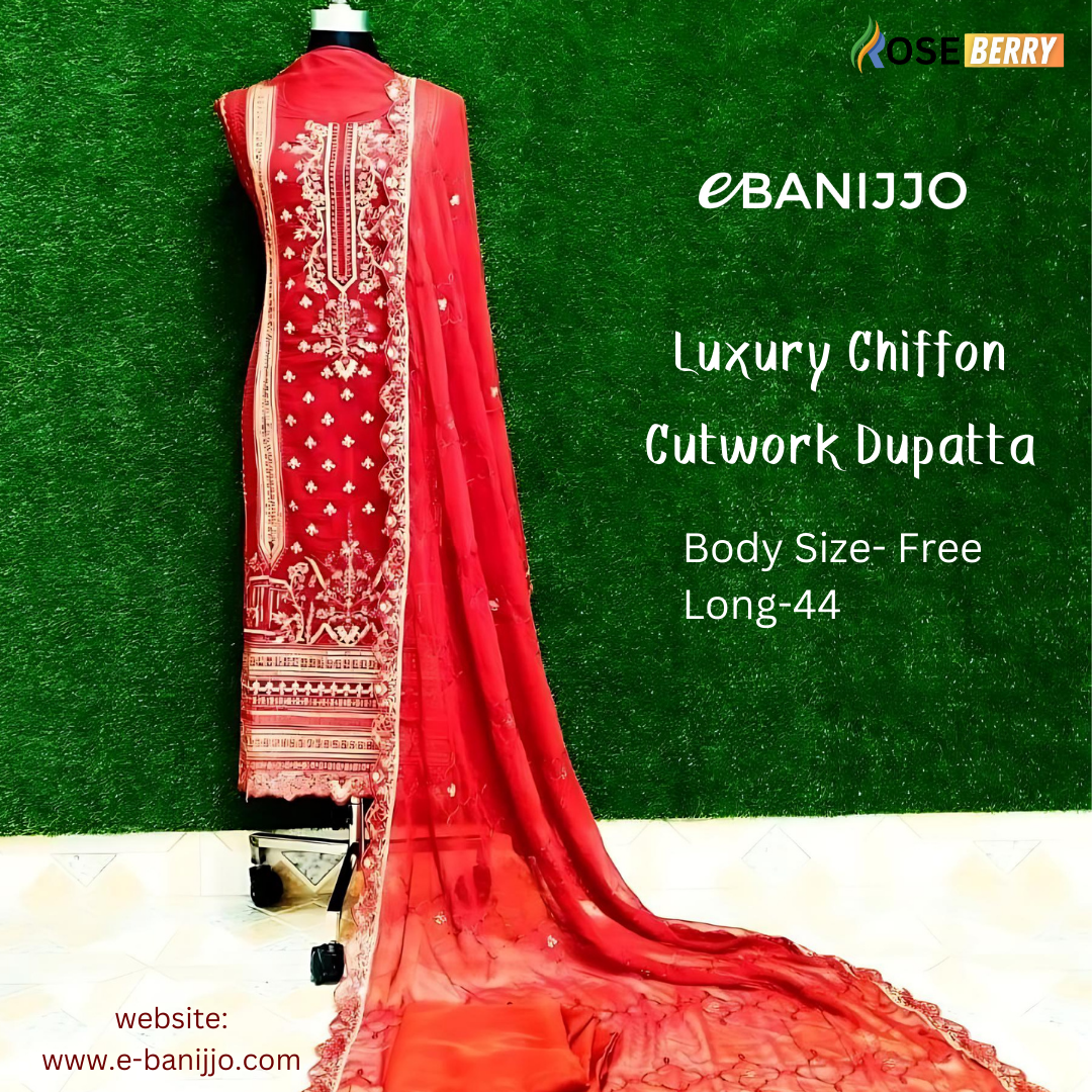 Luxury Chiffon Cutwork Three Piece