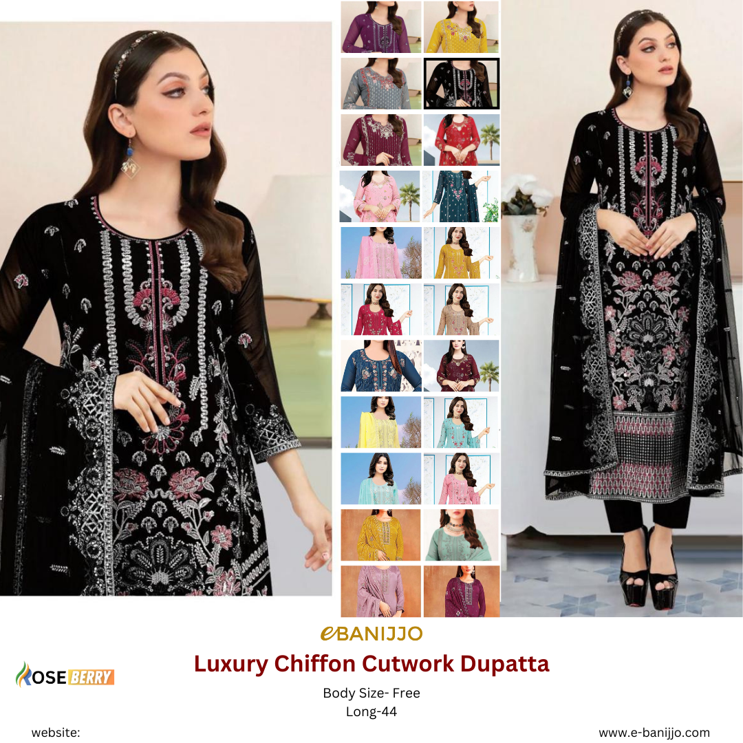 Luxury Chiffon Cutwork Three Piece