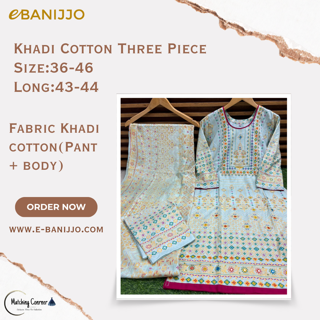 Khadi Cotton Three Piece