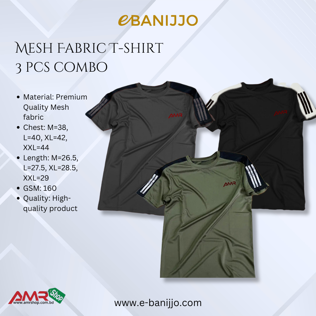 Mesh Fabric T-shirt 3 pcs combo