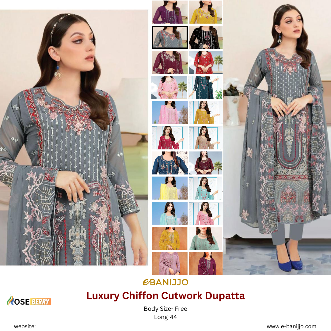 Luxury Chiffon Cutwork Three Piece