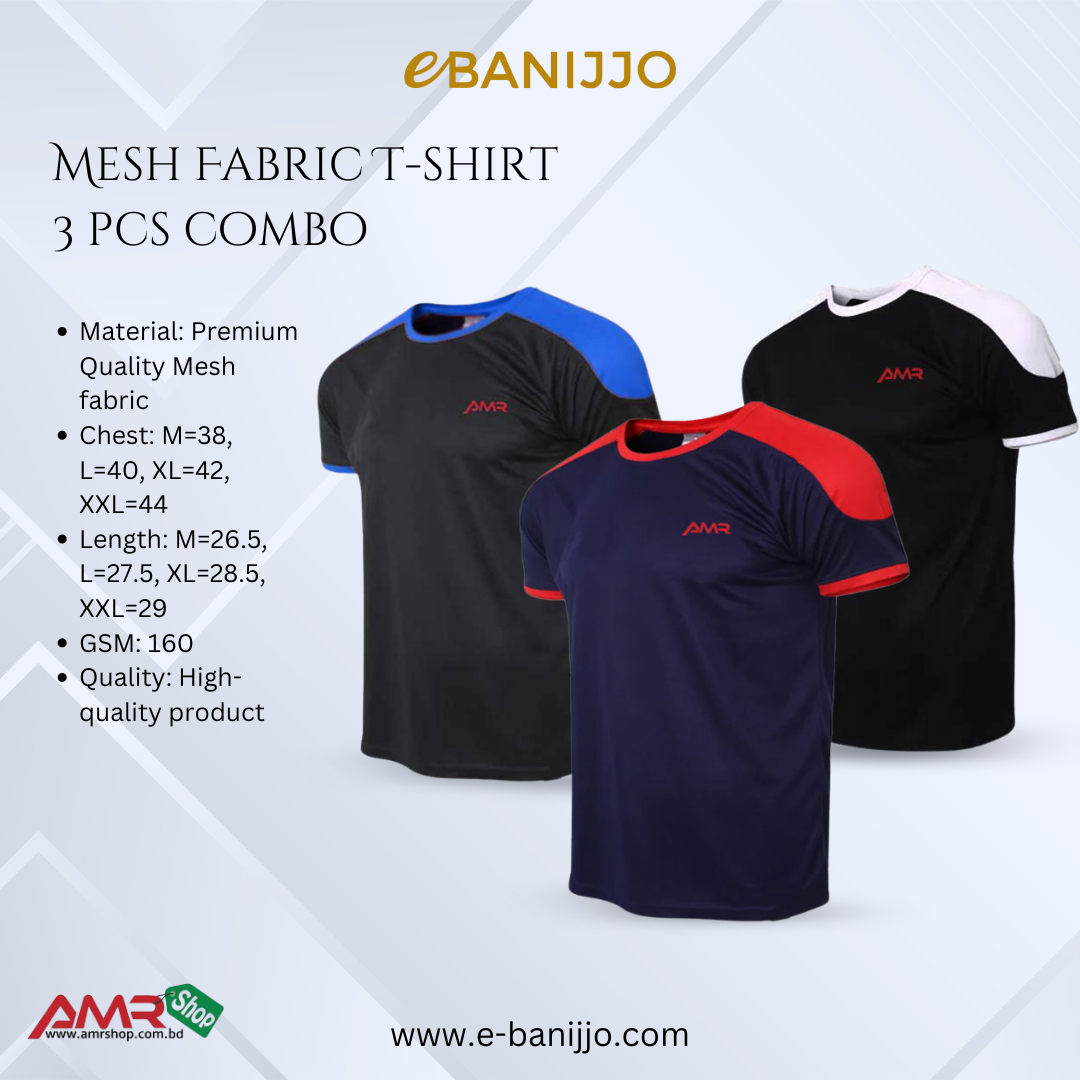 Mesh Fabric T-shirt 3 pcs combo