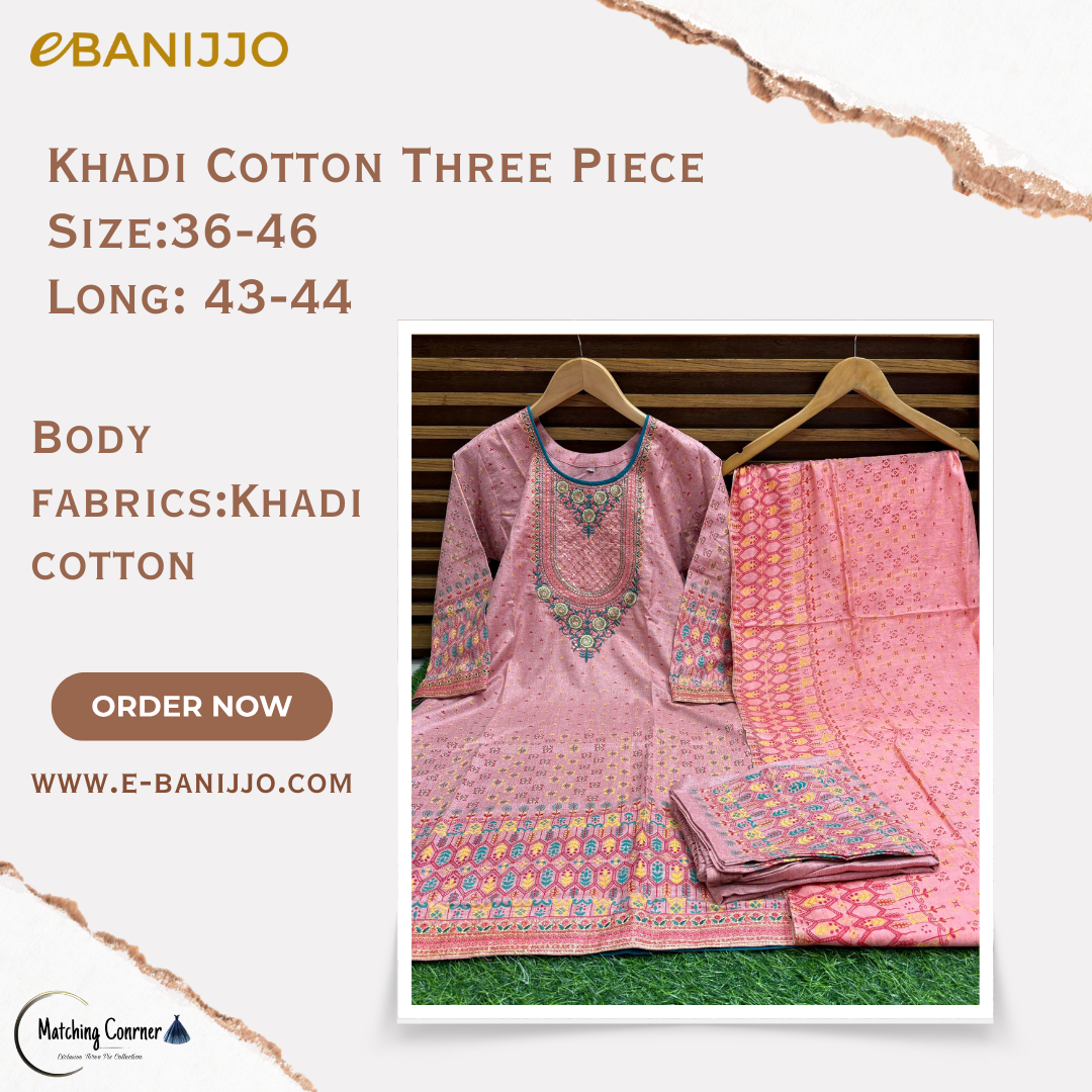 Khadi Cotton Three Piece