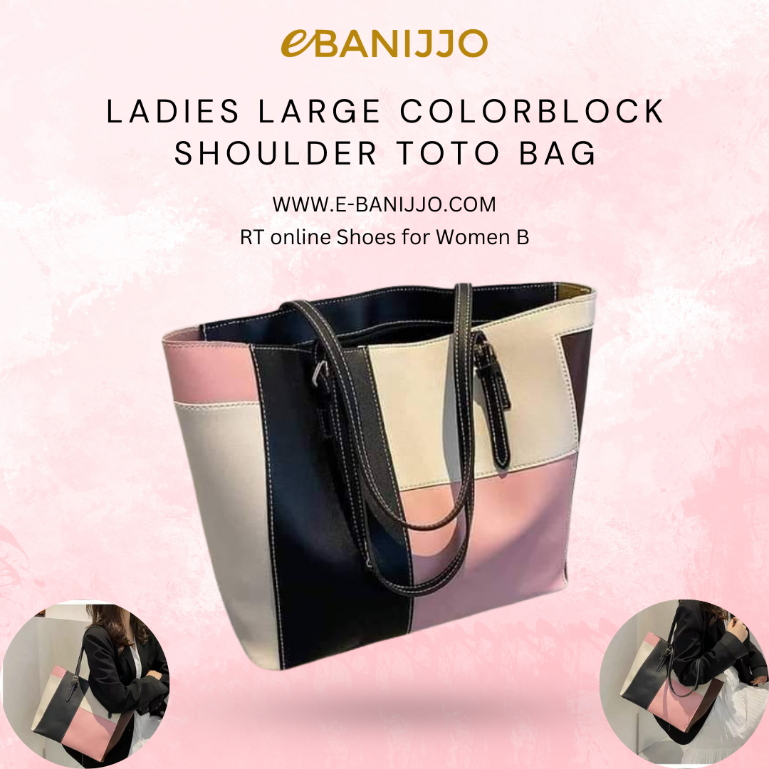 Ladies Large Colorblock Shoulder Toto Bag