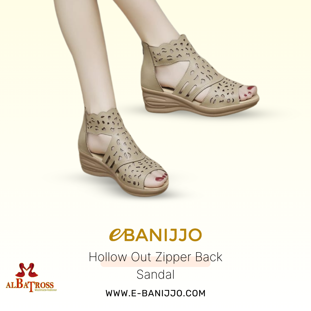 Hollow Out Zipper Back Sandal