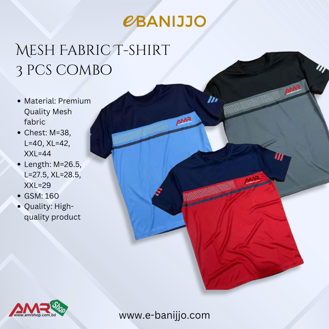 Mesh Fabric T-shirt 3 pcs combo