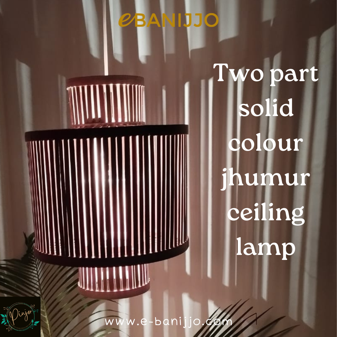 Two part solid colour jhumur ceiling lamp