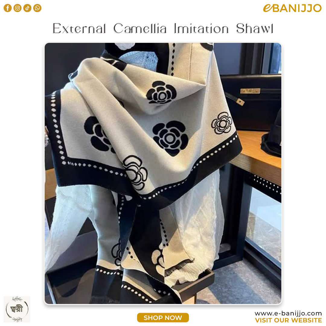 External Camellia Imitation Cashmere Shawl