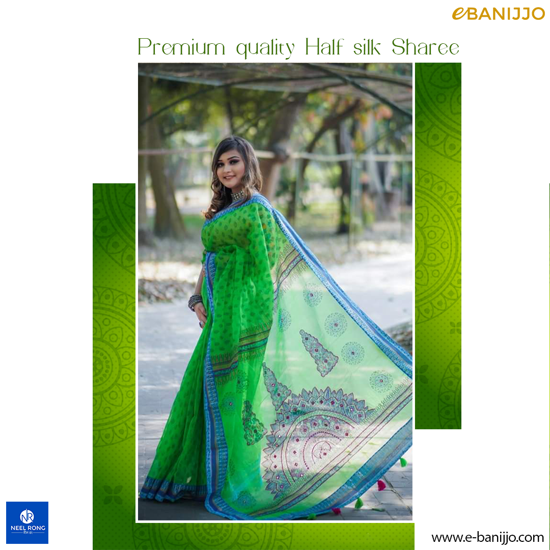 Premium quality half silk sharee