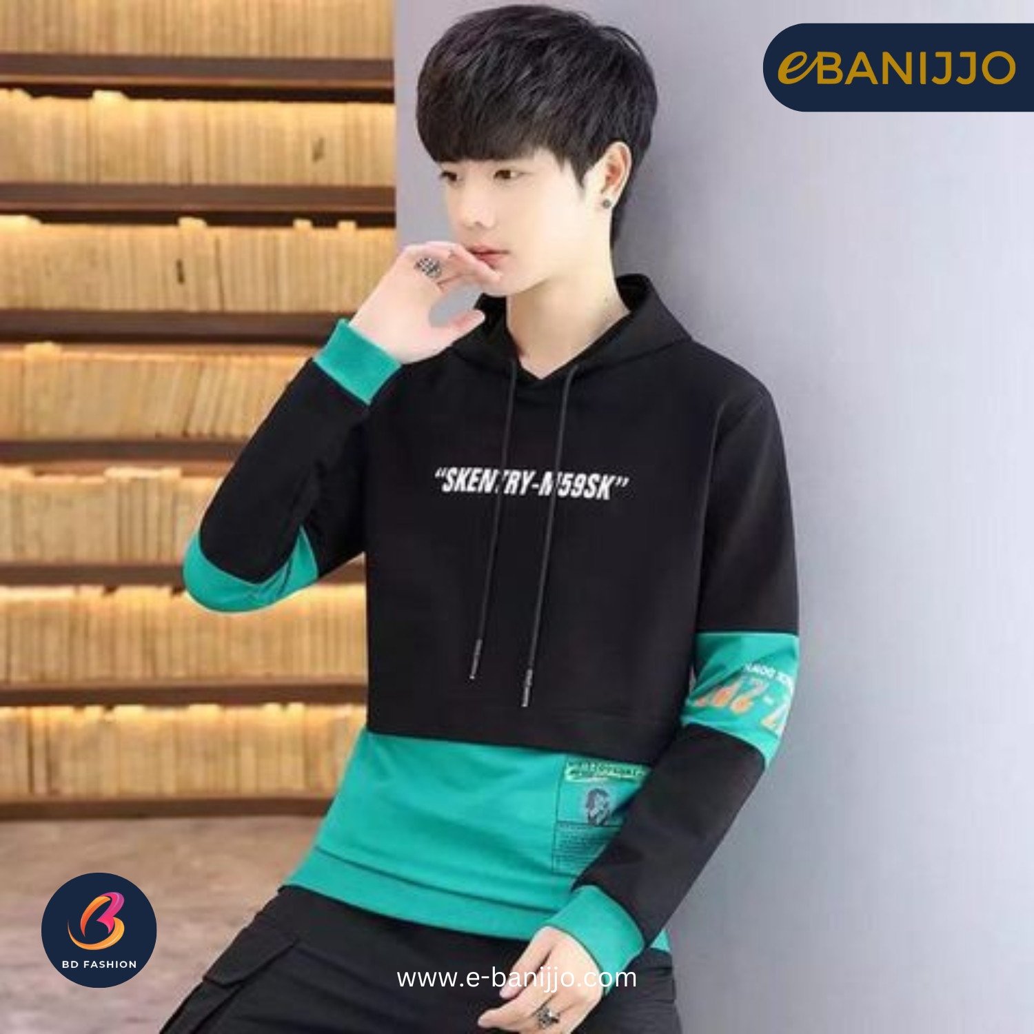 Stylish Color Combined Hoodie