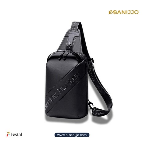 Arctic Hunter XB00121 Waterproof Anti Theft Single Shoulder Sling Crossbody Bag with USB Charging Port – Black