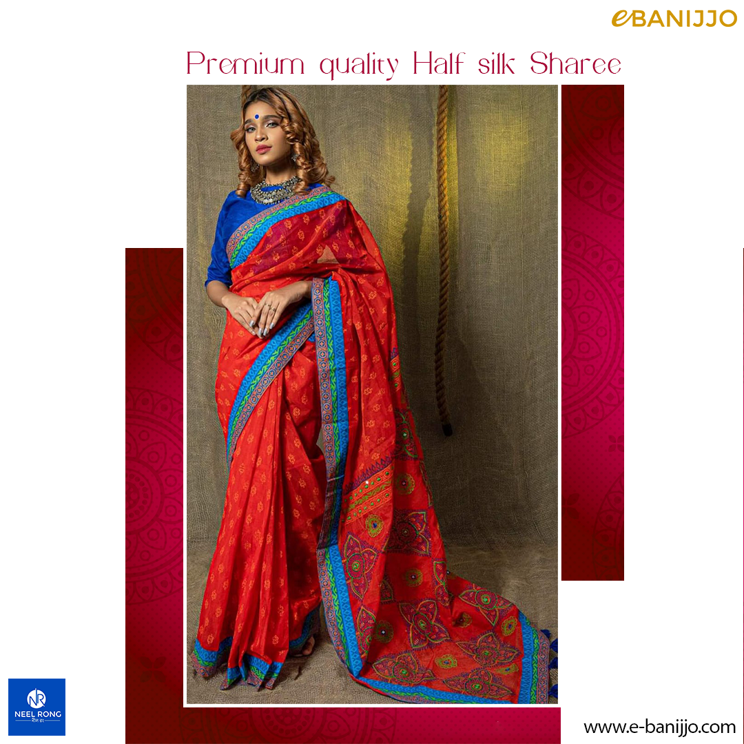 Premium quality half silk sharee