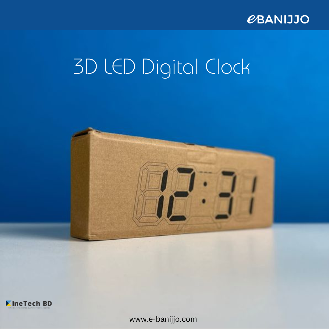 3D LED Digital Clock Glowing Decoration Wall or Table Clock – Blue LED