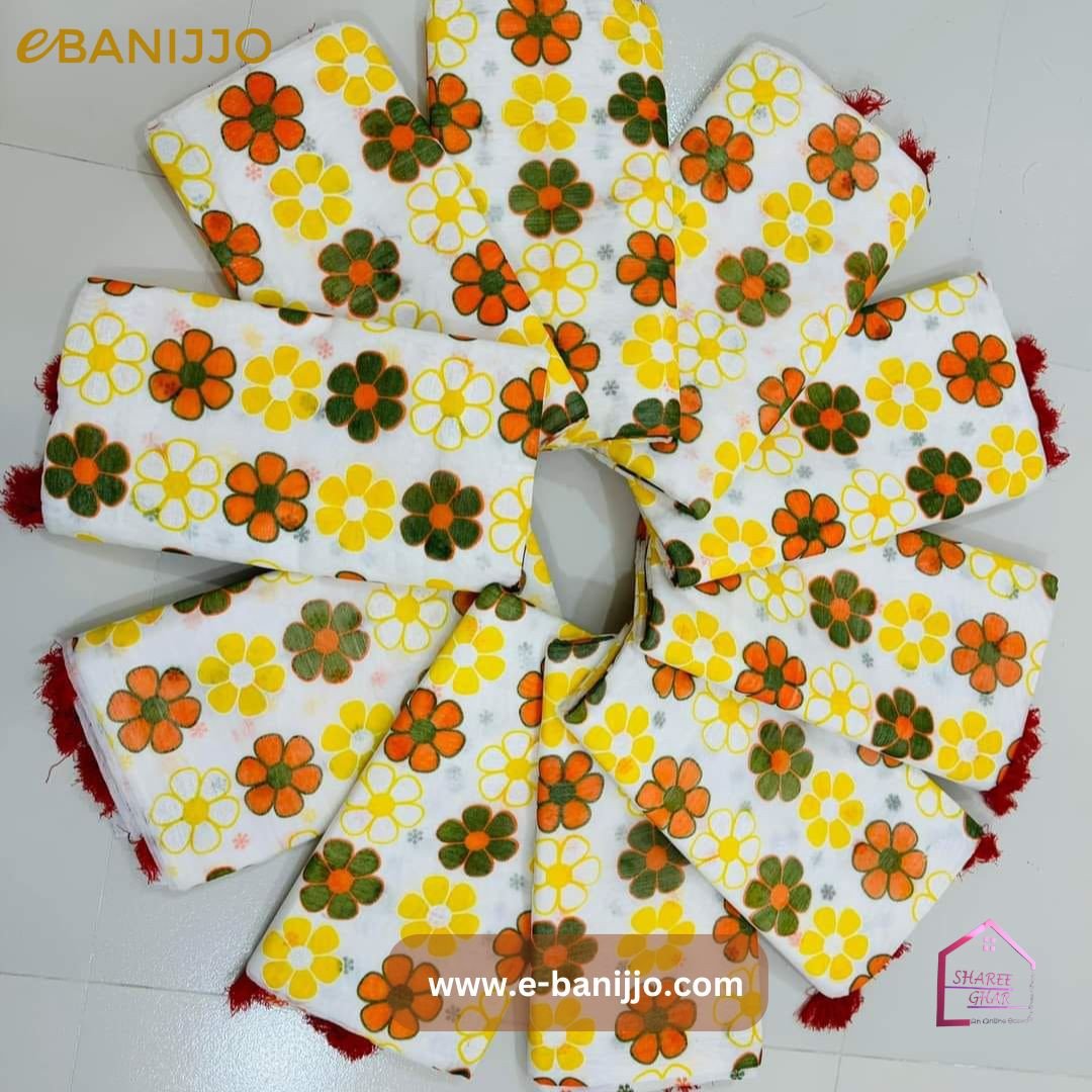 ব্লক প্রিণ্টের শাড়ি